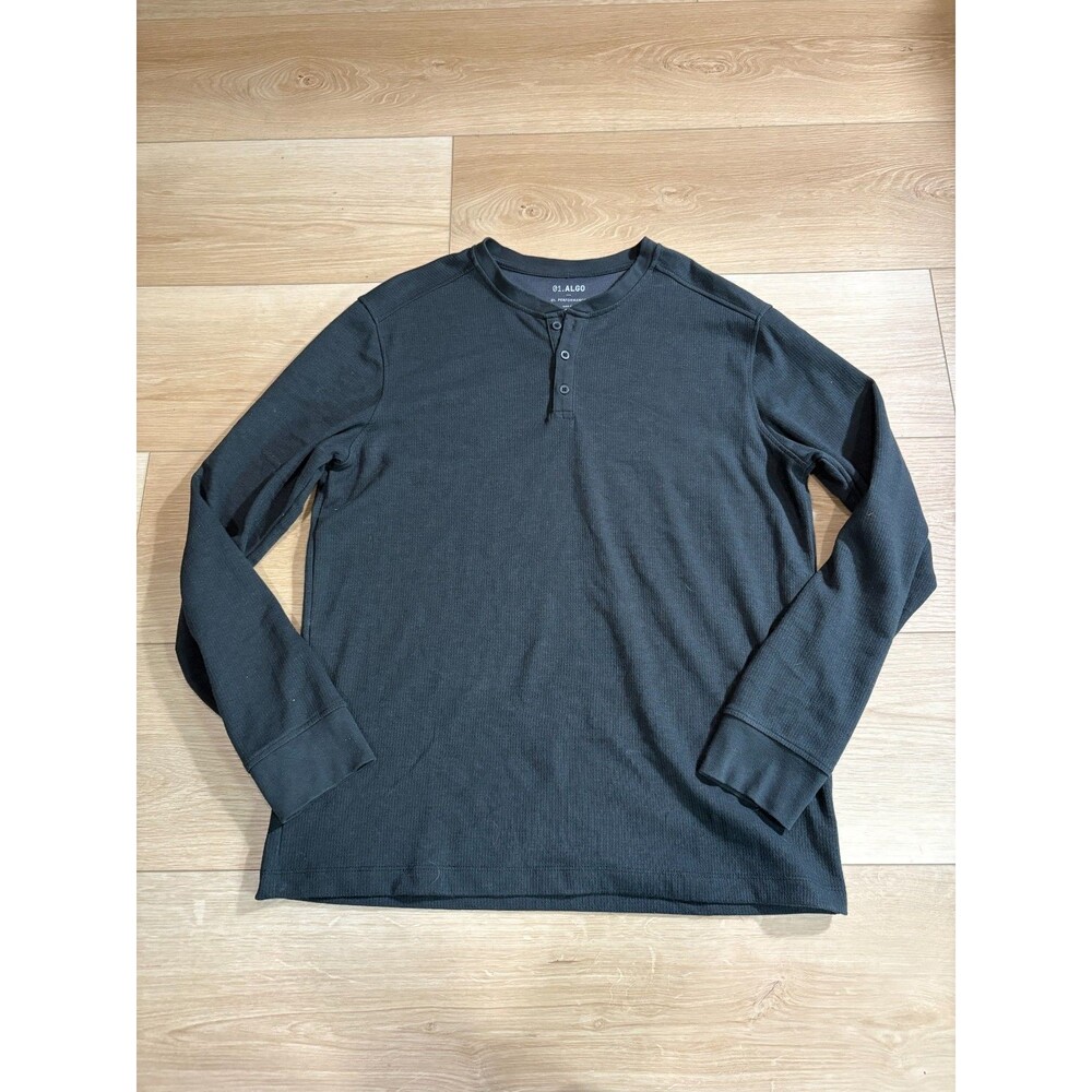 ALGO Men's XL Long Sleeve Waffle Knit Henley Performance Base Shirt